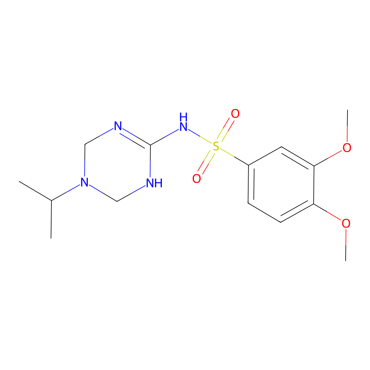 3,4-dimethoxy-N-[5-(propan-2-yl)-1,4,5,6-tetrahydro-1,3,5-triazin-2-yl]benzenesulfonamide molecular structure, CAS 1158559-39-7
