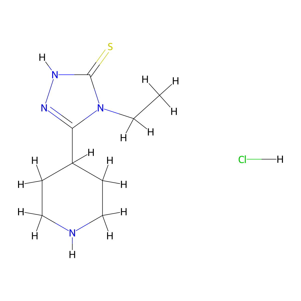 4-ethyl-5-(piperidin-4-yl)-4H-1,2,4-triazole-3-thiol hydrochloride molecular structure, CAS 1158560-78-1
