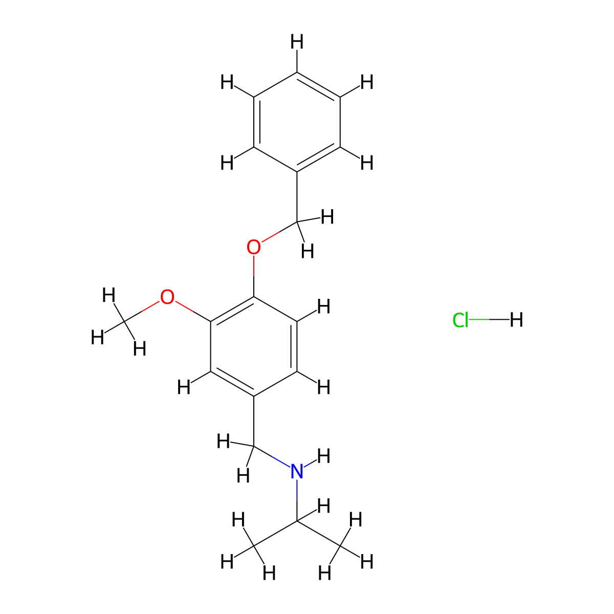 {[4-(Benzyloxy)-3-methoxyphenyl]methyl}(propan-2-yl)amine hydrochloride molecular structure, CAS 1158560-98-5