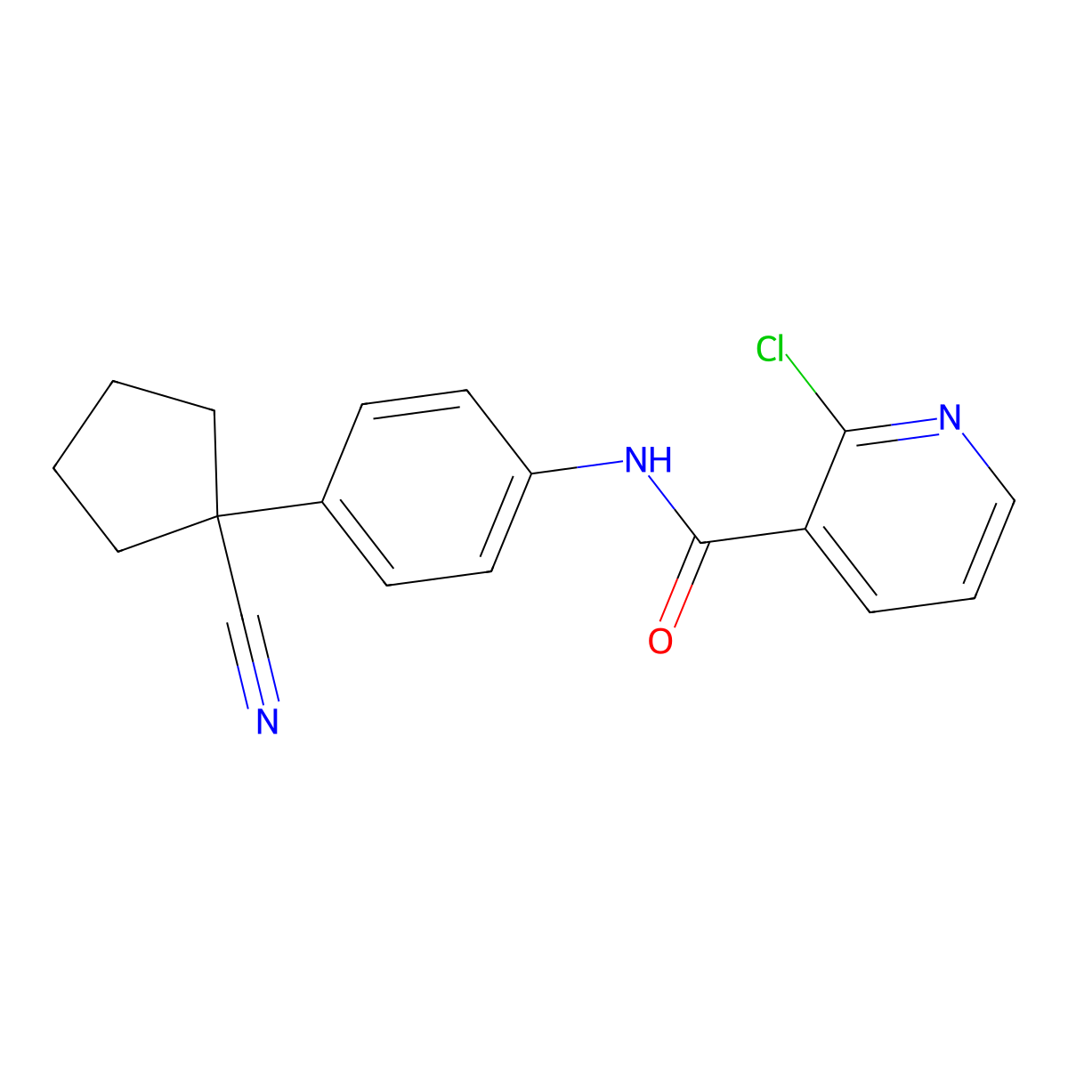 2-chloro-N-(4-(1-cyanocyclopentyl)phenyl)nicotinamide molecular structure, CAS 1158560-99-6