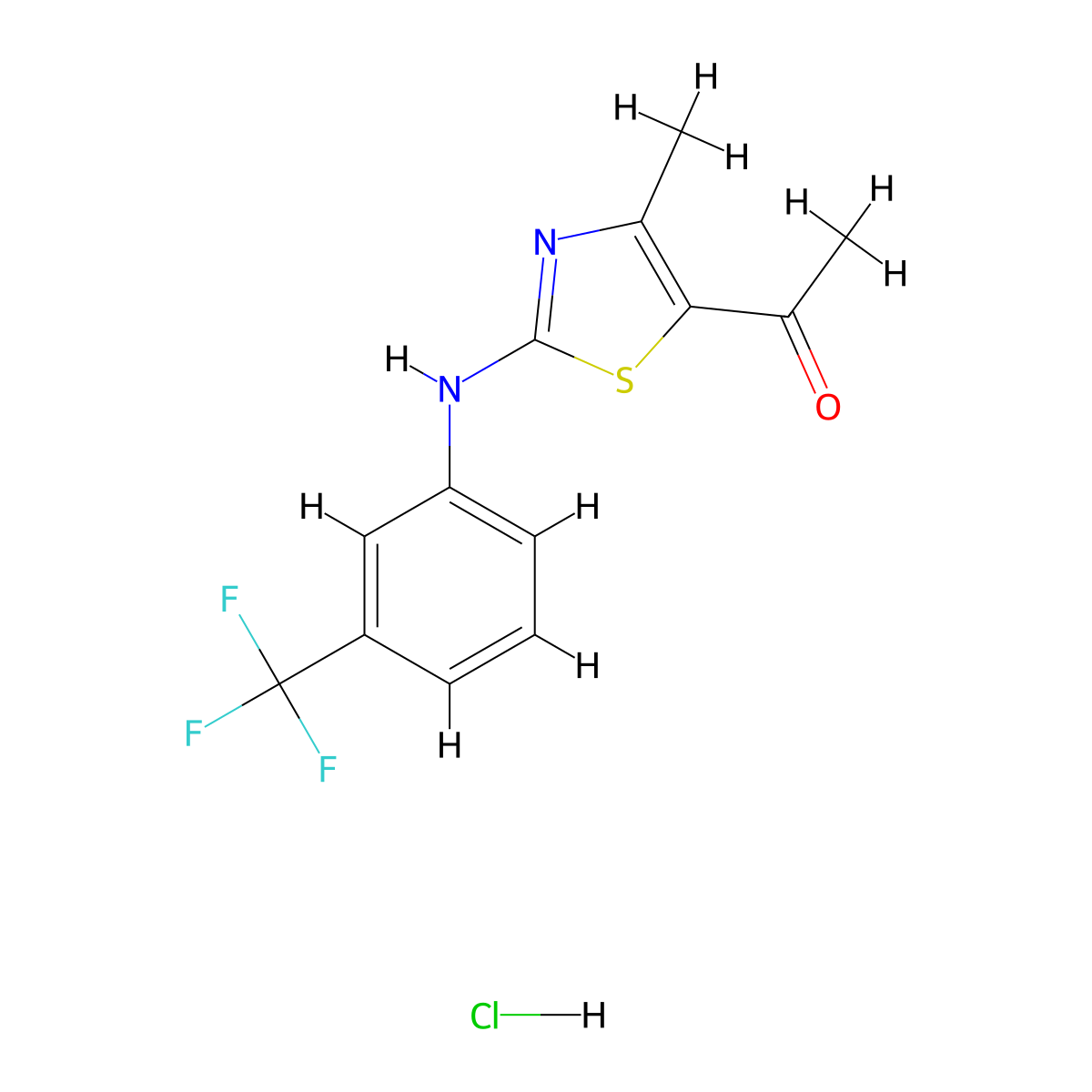 1-(5-Methyl-3-((3-(trifluoromethyl)phenyl)amino)-2,4-thiazolyl)ethan-1-one, hydrochloride molecular structure, CAS 1158563-30-4