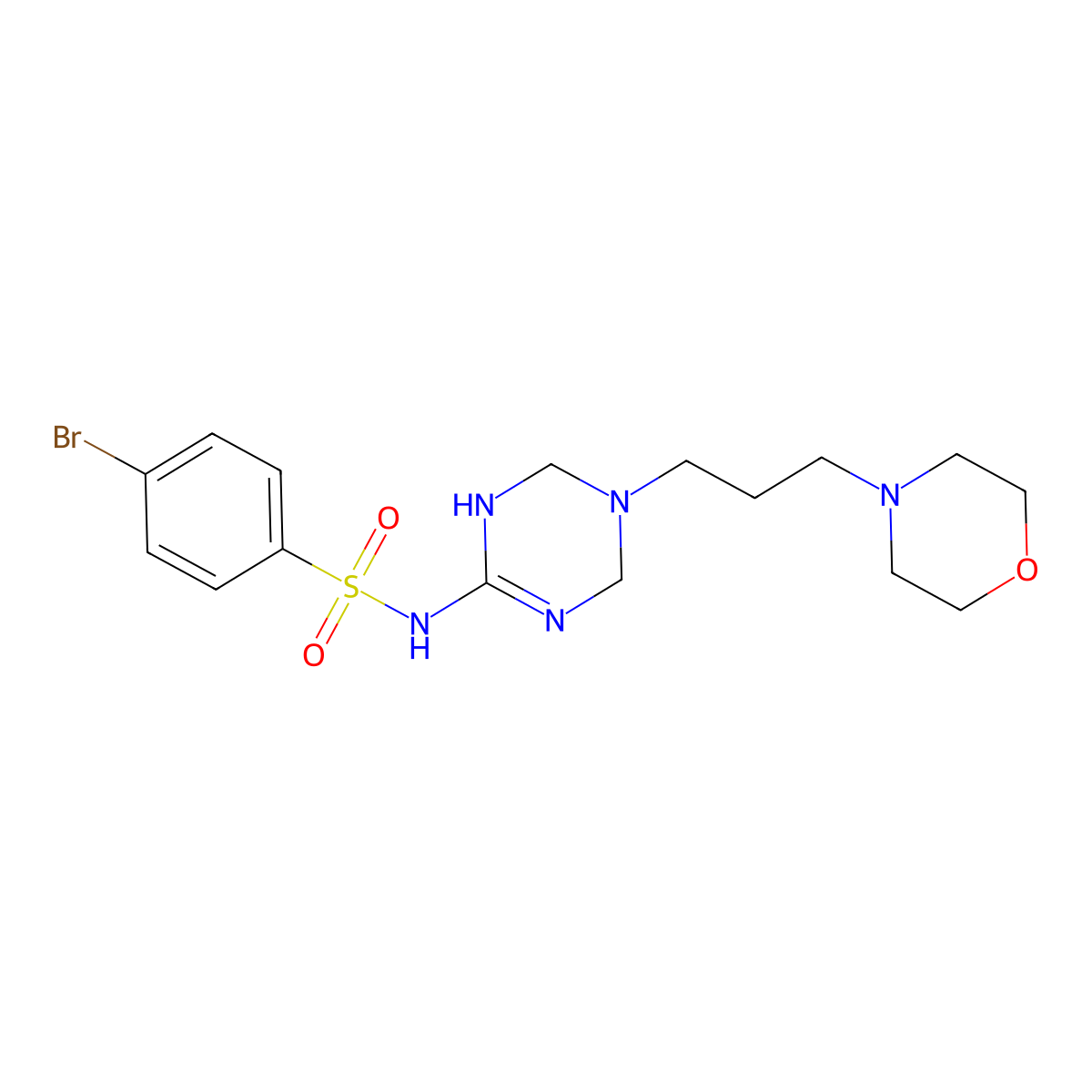 4-bromo-N-{5-[3-(morpholin-4-yl)propyl]-1,4,5,6-tetrahydro-1,3,5-triazin-2-yl}benzenesulfonamide molecular structure, CAS 1158564-44-3