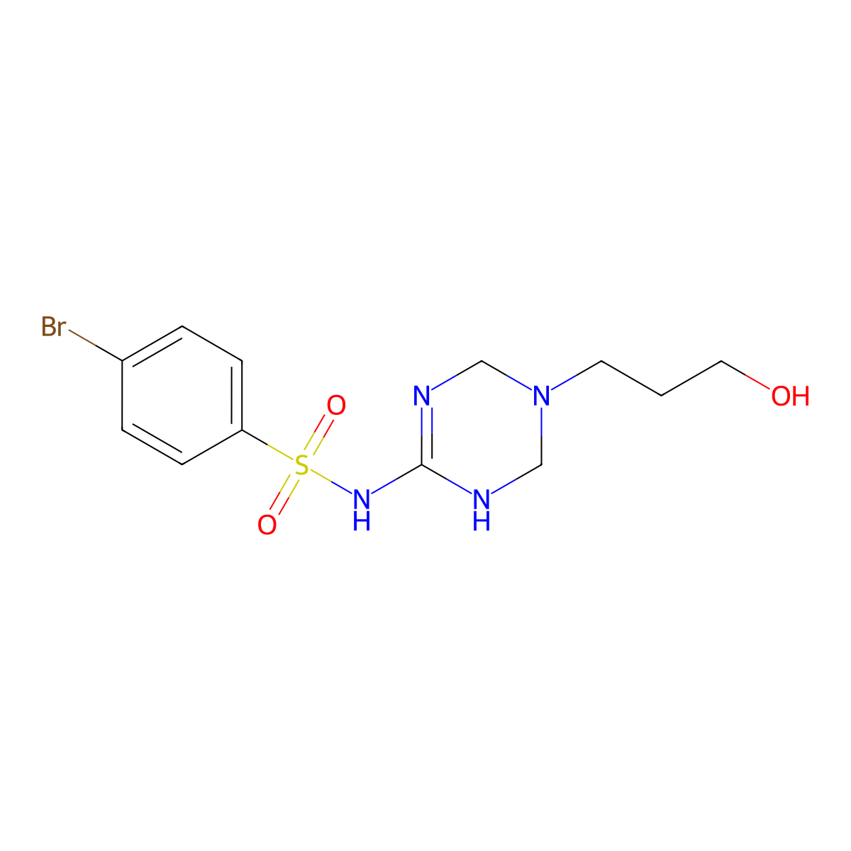 4-bromo-N-[5-(3-hydroxypropyl)-1,4,5,6-tetrahydro-1,3,5-triazin-2-yl]benzenesulfonamide molecular structure, CAS 1158564-60-3