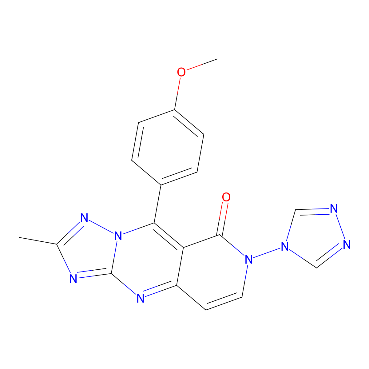 9-(4-methoxyphenyl)-2-methyl-7-(4H-1,2,4-triazol-4-yl)pyrido[4,3-d][1,2,4]triazolo[1,5-a]pyrimidin-8(7H)-one molecular structure, CAS 1158564-91-0