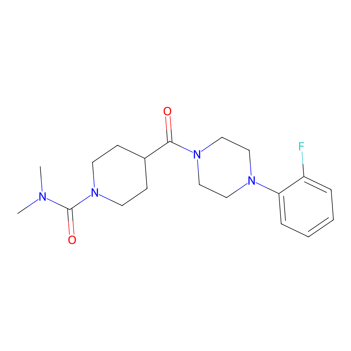 4-{[4-(2-fluorophenyl)piperazin-1-yl]carbonyl}-N,N-dimethylpiperidine-1-carboxamide molecular structure, CAS 1158565-86-6
