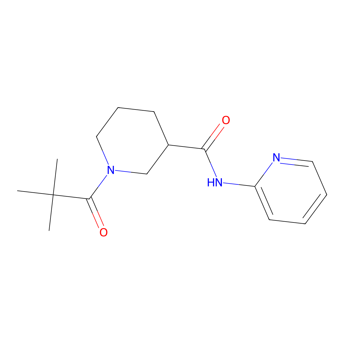 1-(2,2-dimethylpropanoyl)-N-(pyridin-2-yl)piperidine-3-carboxamide molecular structure, CAS 1158566-29-0