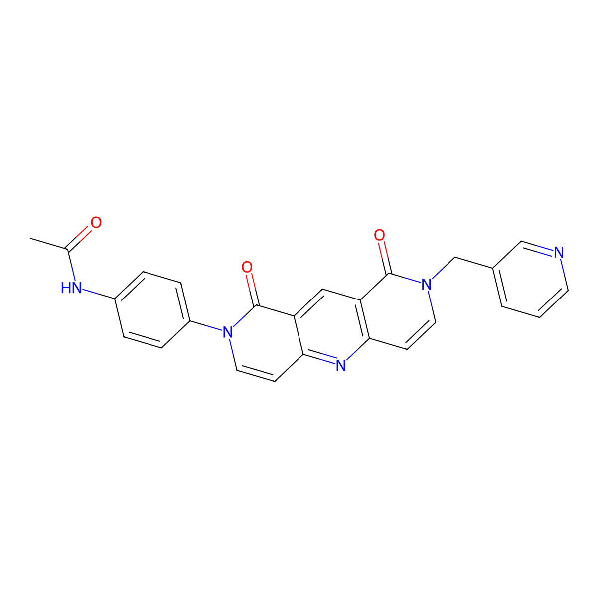 N-(4-(1,9-dioxo-8-(pyridin-3-ylmethyl)-8,9-dihydropyrido[4,3-b][1,6]naphthyridin-2(1H)-yl)phenyl)acetamide molecular structure, CAS 1158566-58-5