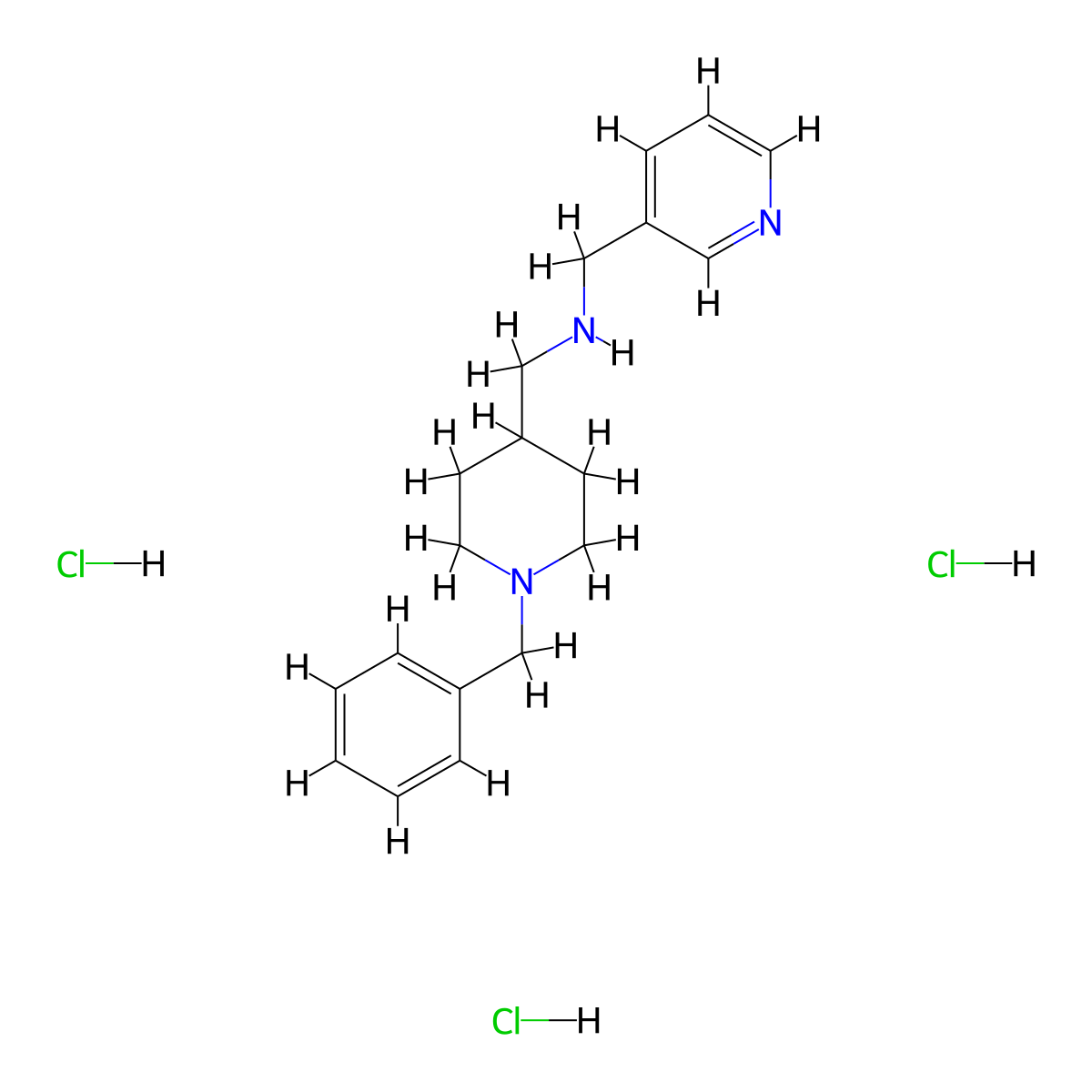 N-[(1-benzylpiperidin-4-yl)methyl]-N-(pyridin-3-ylmethyl)amine trihydrochloride molecular structure, CAS 1158567-99-7
