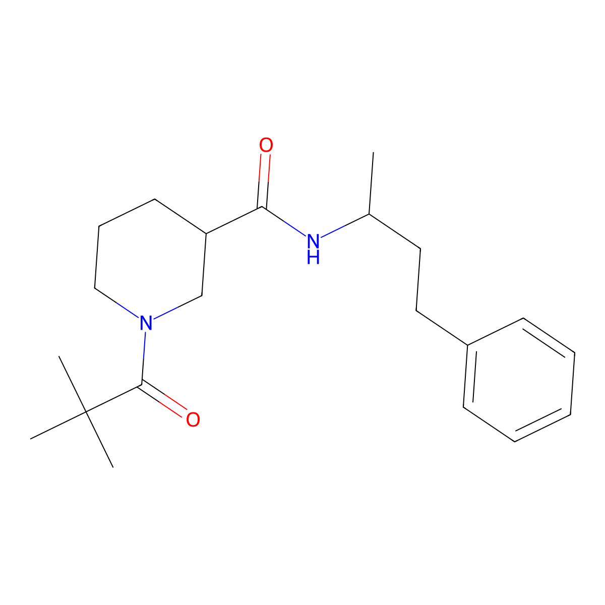 1-(2,2-dimethylpropanoyl)-N-(4-phenylbutan-2-yl)piperidine-3-carboxamide molecular structure, CAS 1158568-83-2