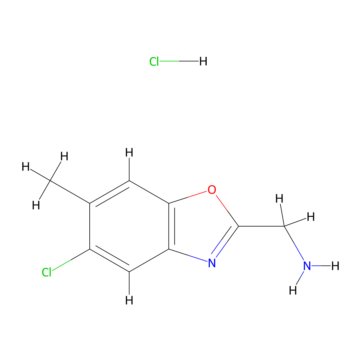 (5-Chloro-6-methyl-1,3-benzoxazol-2-YL)-methylamine hydrochloride molecular structure, CAS 1158570-31-0