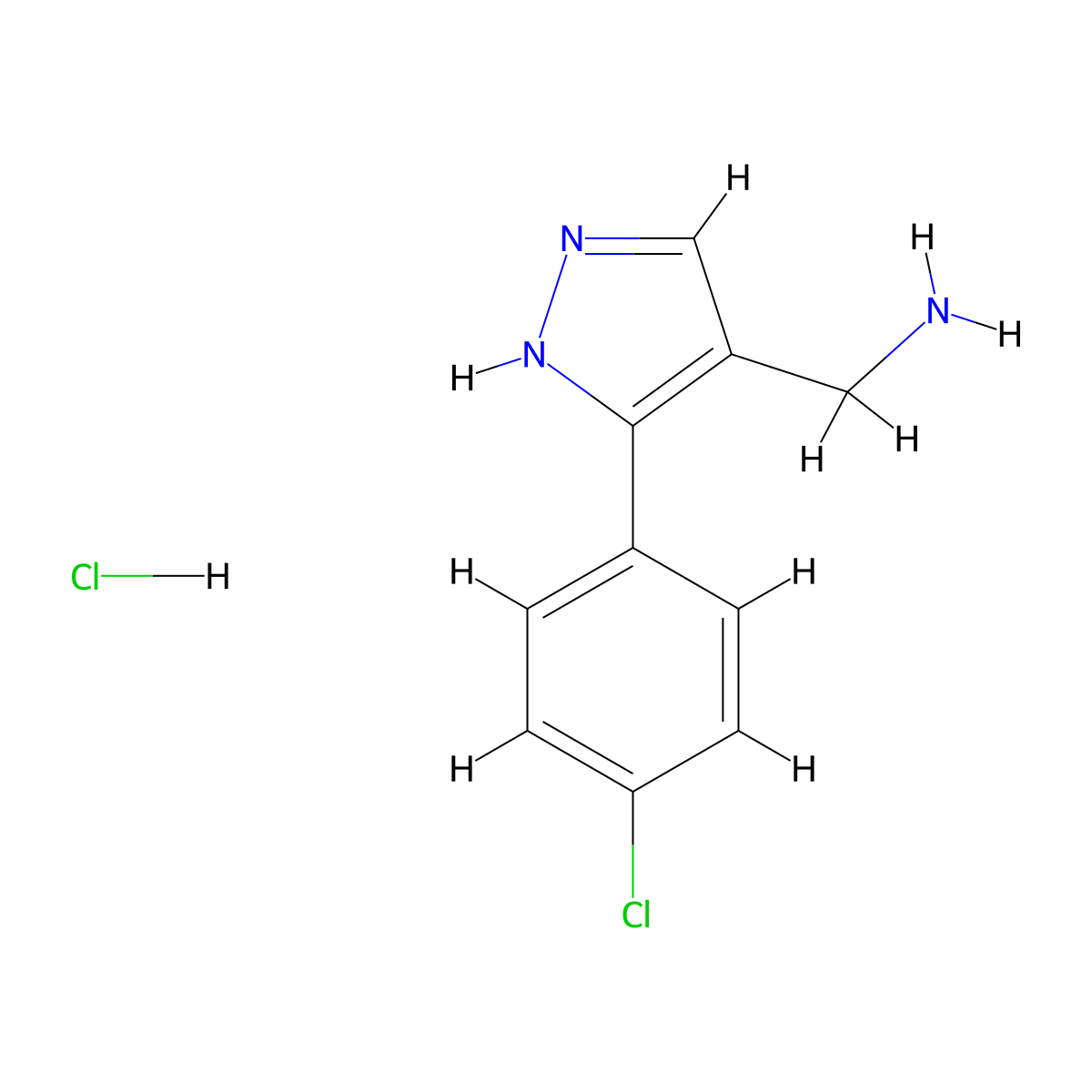 {[3-(4-chlorophenyl)-1H-pyrazol-4-yl]methyl}amine hydrochloride molecular structure, CAS 1158572-03-2