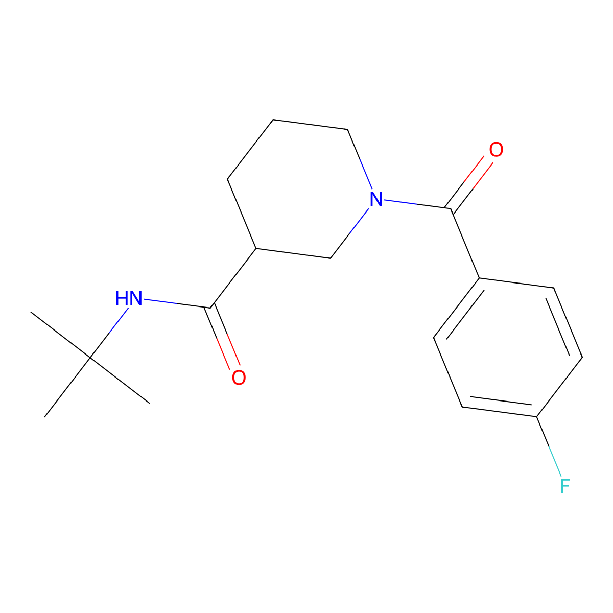 N-tert-butyl-1-(4-fluorobenzoyl)piperidine-3-carboxamide molecular structure, CAS 1158573-76-2