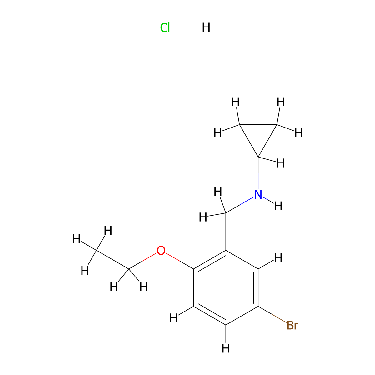 N-[(5-bromo-2-ethoxyphenyl)methyl]cyclopropanamine hydrochloride molecular structure, CAS 1158576-13-6