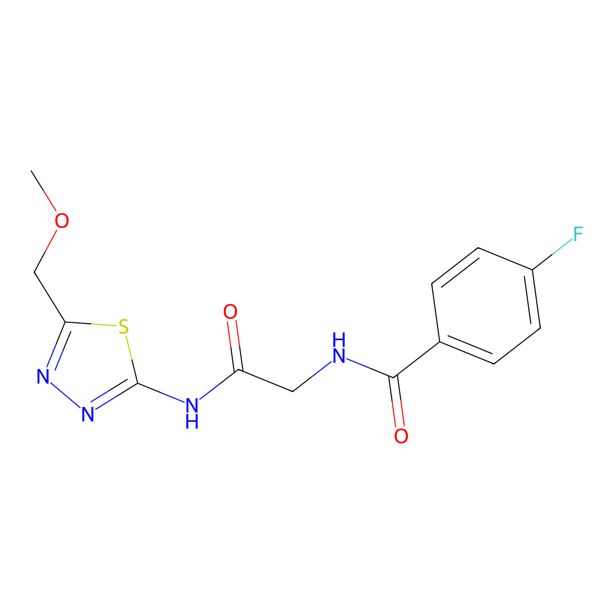 4-fluoro-N-(2-{[5-(methoxymethyl)-1,3,4-thiadiazol-2-yl]amino}-2-oxoethyl)benzamide molecular structure, CAS 1158577-24-2