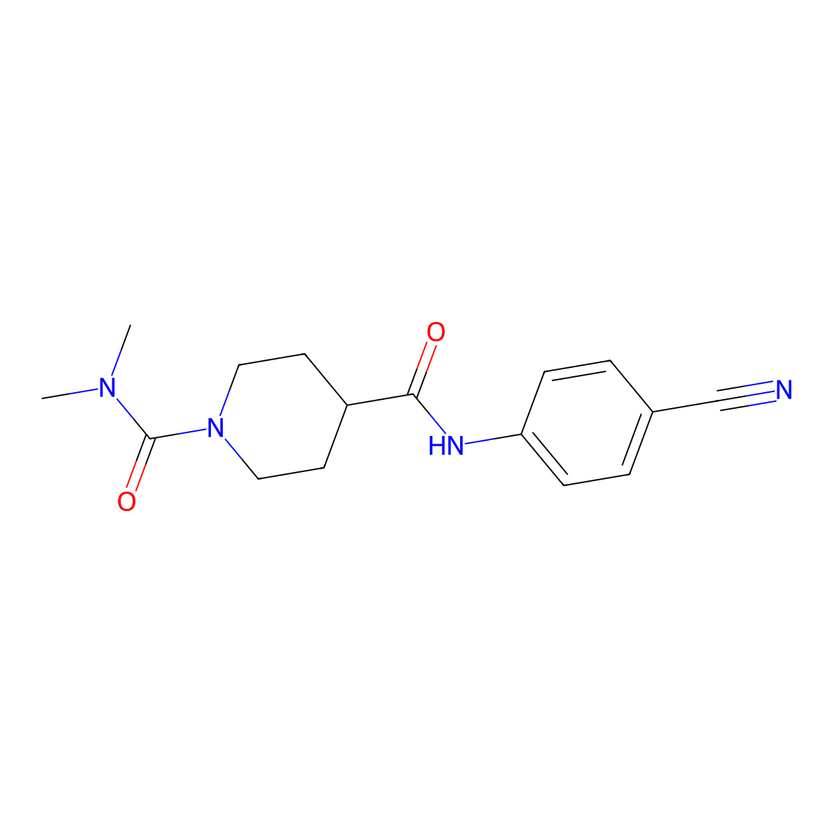 N~4~-(4-cyanophenyl)-N~1~,N~1~-dimethylpiperidine-1,4-dicarboxamide molecular structure, CAS 1158578-32-5