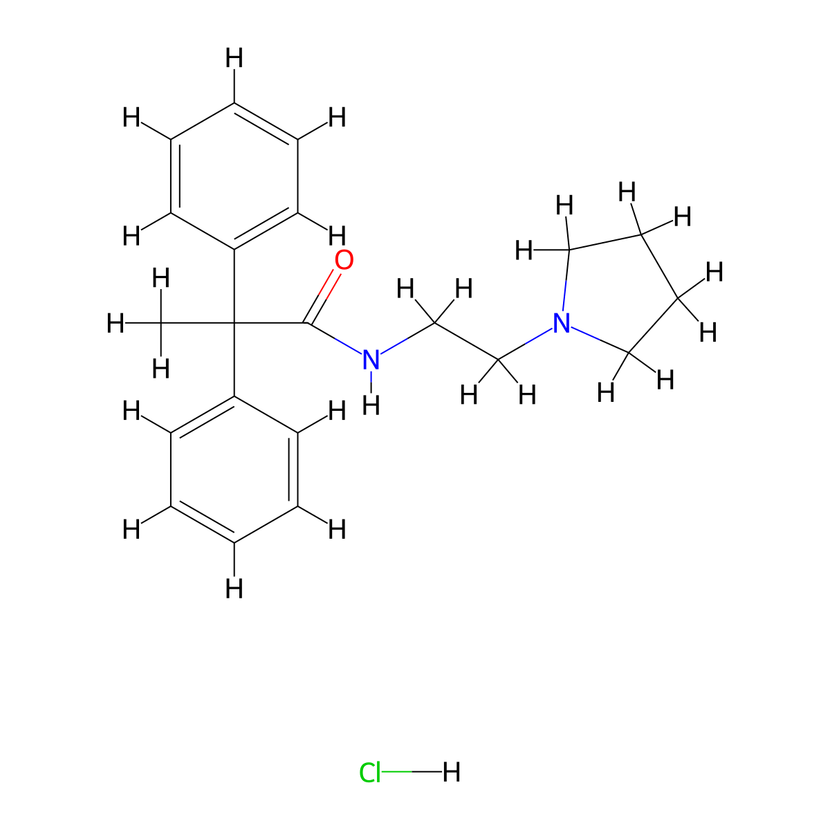 2,2-diphenyl-N-(2-(pyrrolidin-1-yl)ethyl)propanamide hydrochloride molecular structure, CAS 1158580-62-1