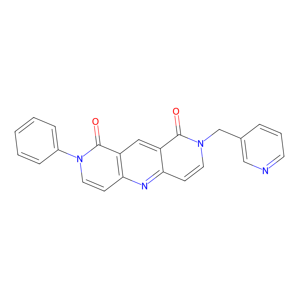 2-phenyl-8-(pyridin-3-ylmethyl)pyrido[4,3-b][1,6]naphthyridine-1,9(2H,8H)-dione molecular structure, CAS 1158584-25-8