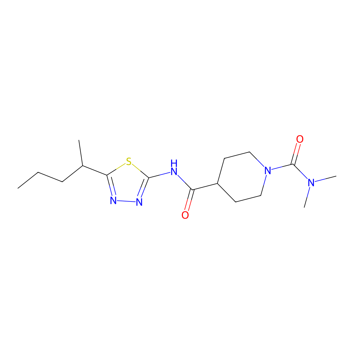 N~1~,N~1~-dimethyl-N~4~-[5-(pentan-2-yl)-1,3,4-thiadiazol-2-yl]piperidine-1,4-dicarboxamide molecular structure, CAS 1158584-42-9