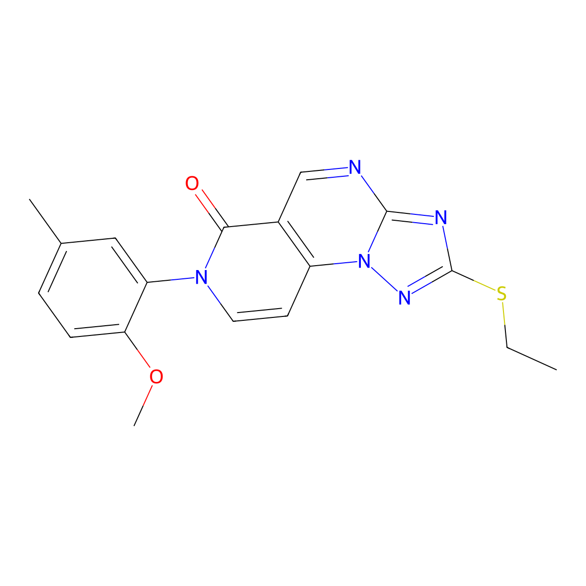 2-(Ethylthio)-7-(2-methoxy-5-methylphenyl)pyrido[3,4-e][1,2,4]triazolo[1,5-a]pyrimidin-6(7H)-one molecular structure, CAS 1158589-06-0