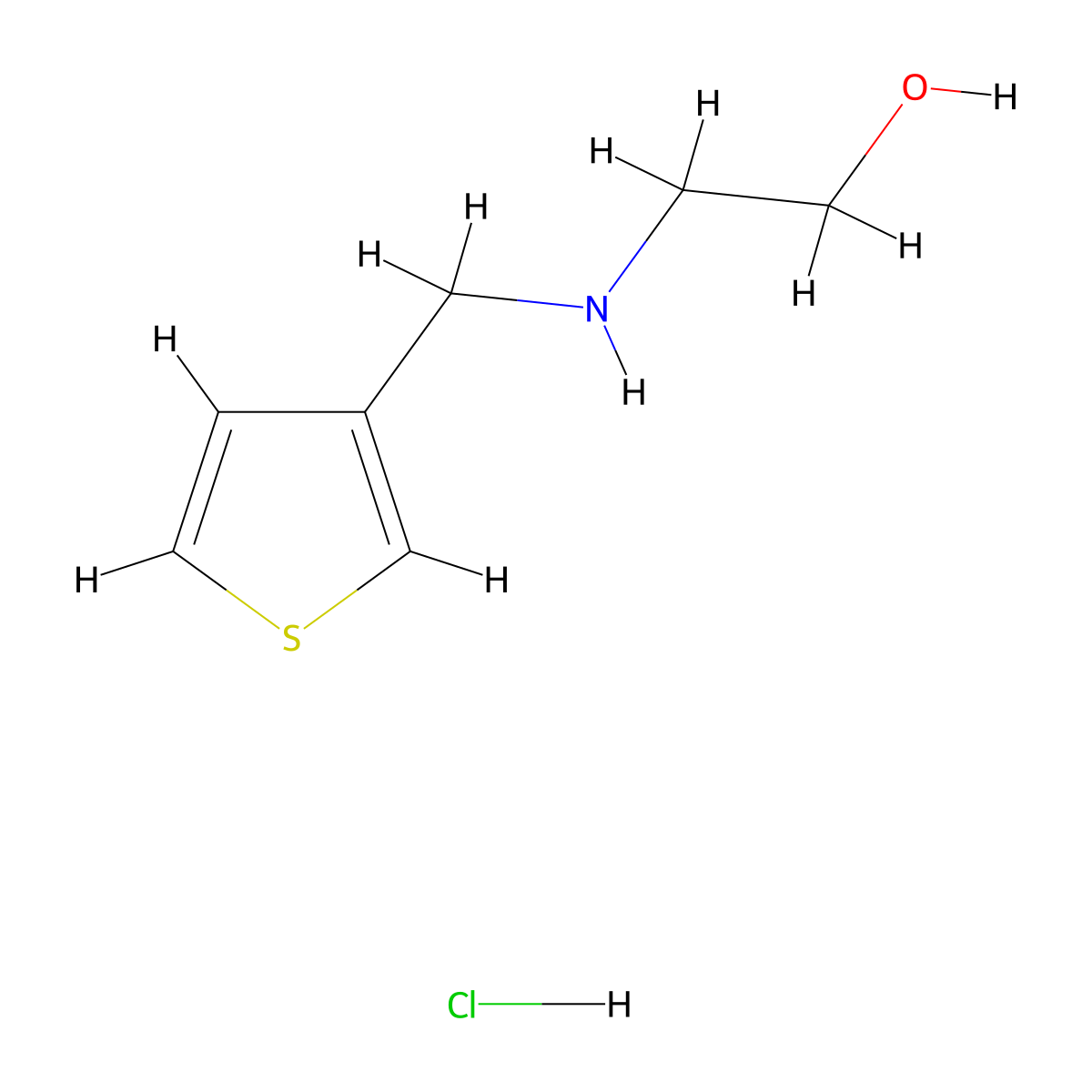 2-[(Thiophen-3-ylmethyl)amino]ethan-1-ol hydrochloride molecular structure, CAS 1158591-85-5