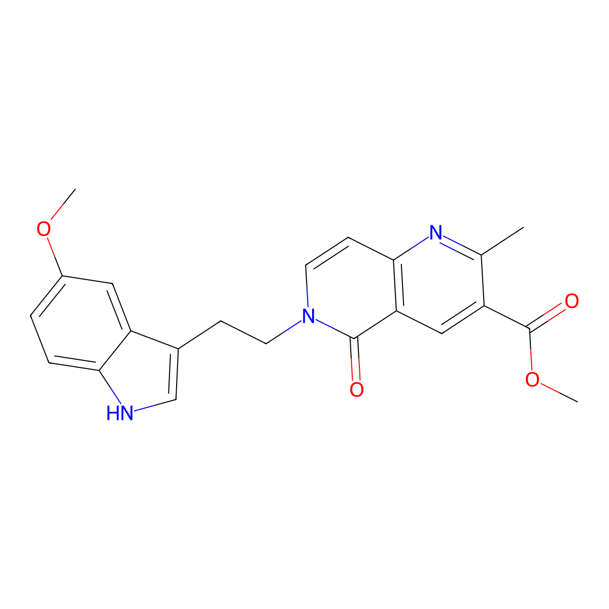 methyl 6-[2-(5-methoxy-1H-indol-3-yl)ethyl]-2-methyl-5-oxo-5,6-dihydro-1,6-naphthyridine-3-carboxylate molecular structure, CAS 1158592-91-6