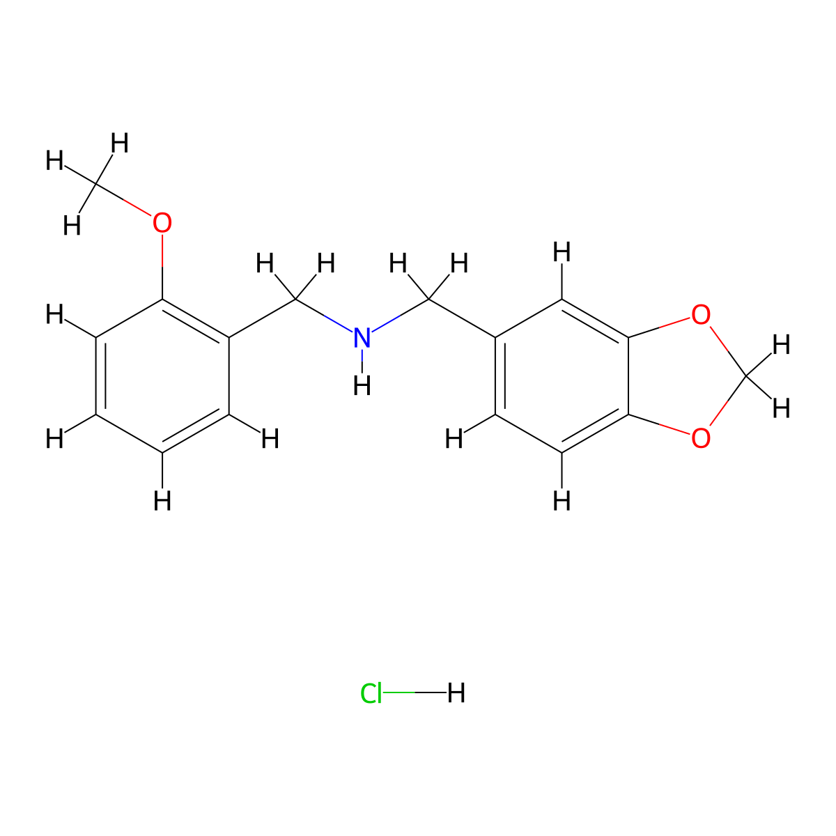 Benzo[1,3]dioxol-5-ylmethyl-(2-methoxy-benzyl)-amine hydrochloride molecular structure, CAS 1158592-92-7