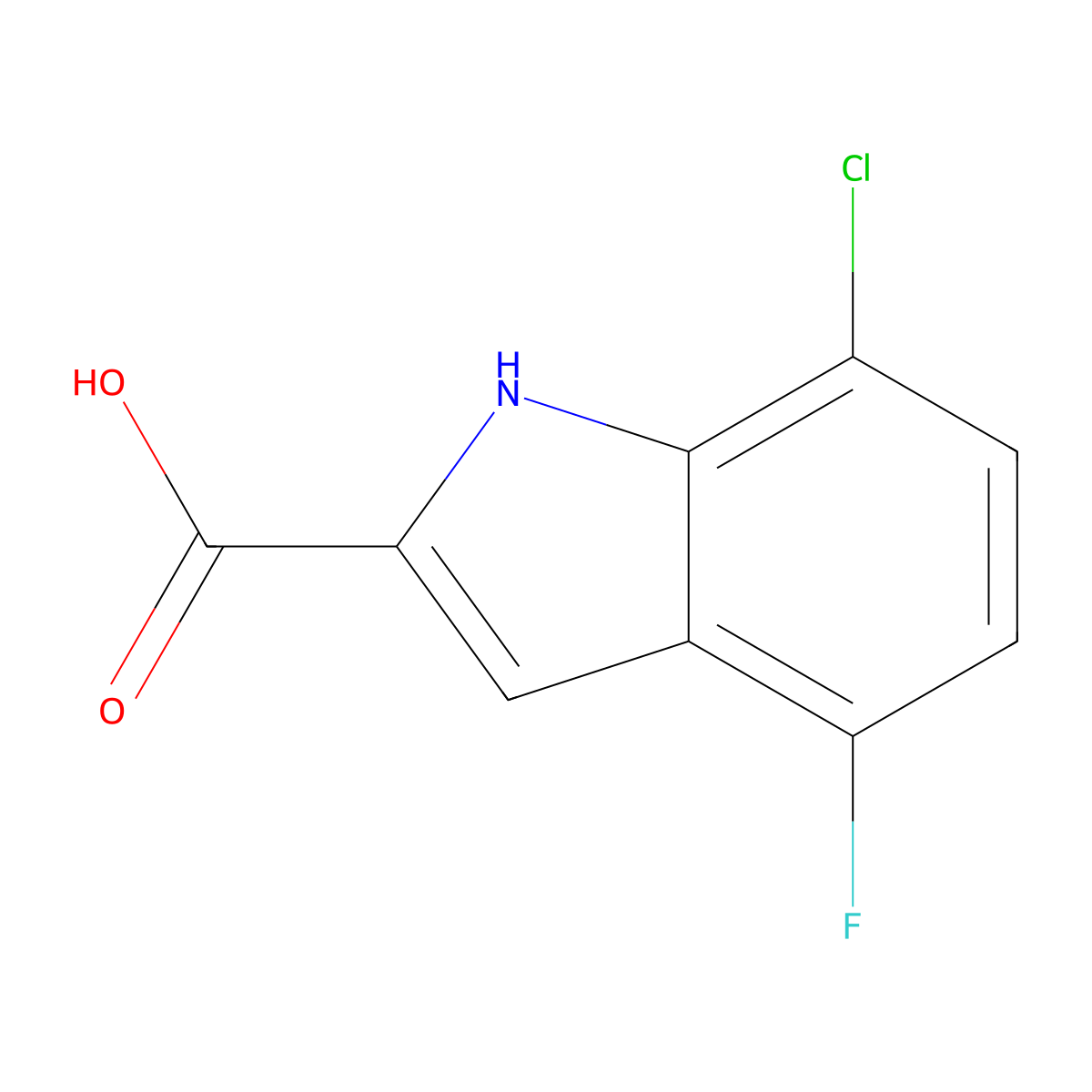 7-chloro-4-fluoro-1H-indole-2-carboxylic acid molecular structure, CAS 1158593-32-8
