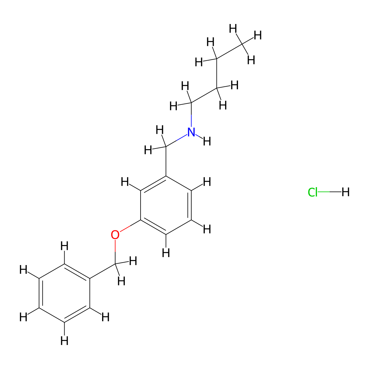 {[3-(Benzyloxy)phenyl]methyl}(butyl)amine hydrochloride molecular structure, CAS 1158593-46-4