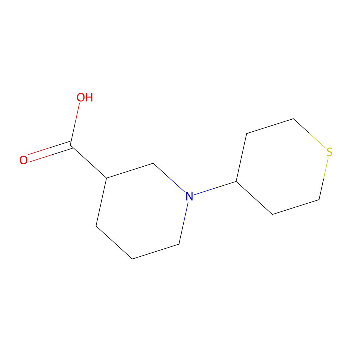 1-(tetrahydro-2H-thiopyran-4-yl)piperidine-3-carboxylic acid molecular structure, CAS 1158593-81-7