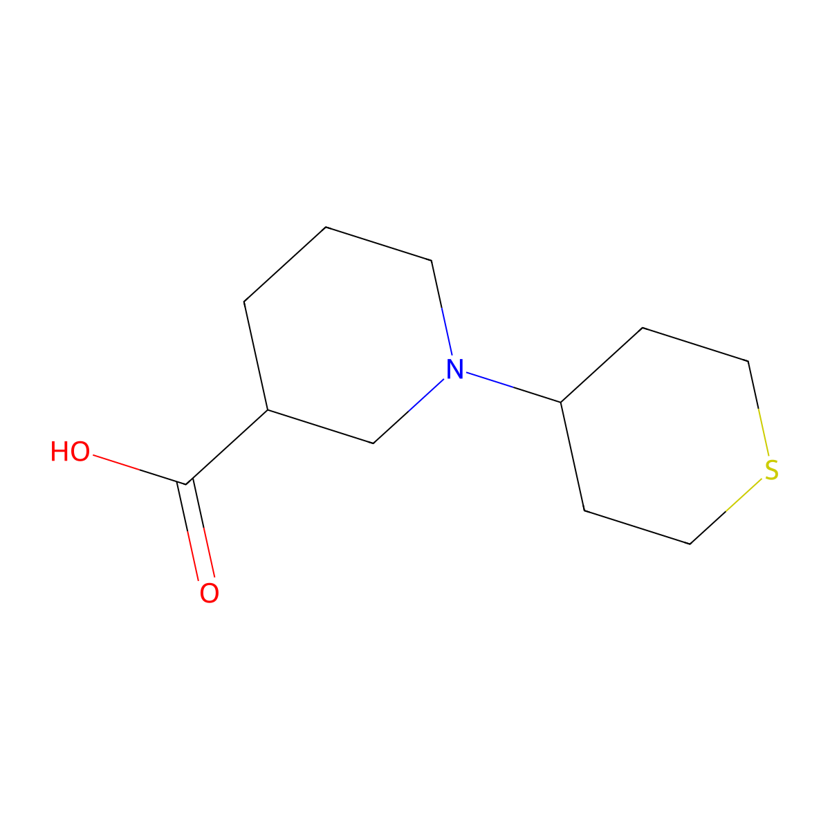 1-(tetrahydro-2H-thiopyran-4-yl)piperidine-3-carboxylic acid molecular structure, CAS 1158593-81-7