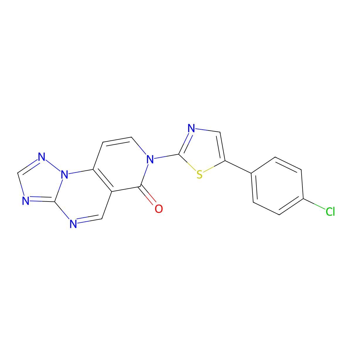 7-[5-(4-chlorophenyl)-1,3-thiazol-2-yl]pyrido[3,4-e][1,2,4]triazolo[1,5-a]pyrimidin-6(7H)-one molecular structure, CAS 1158594-42-3
