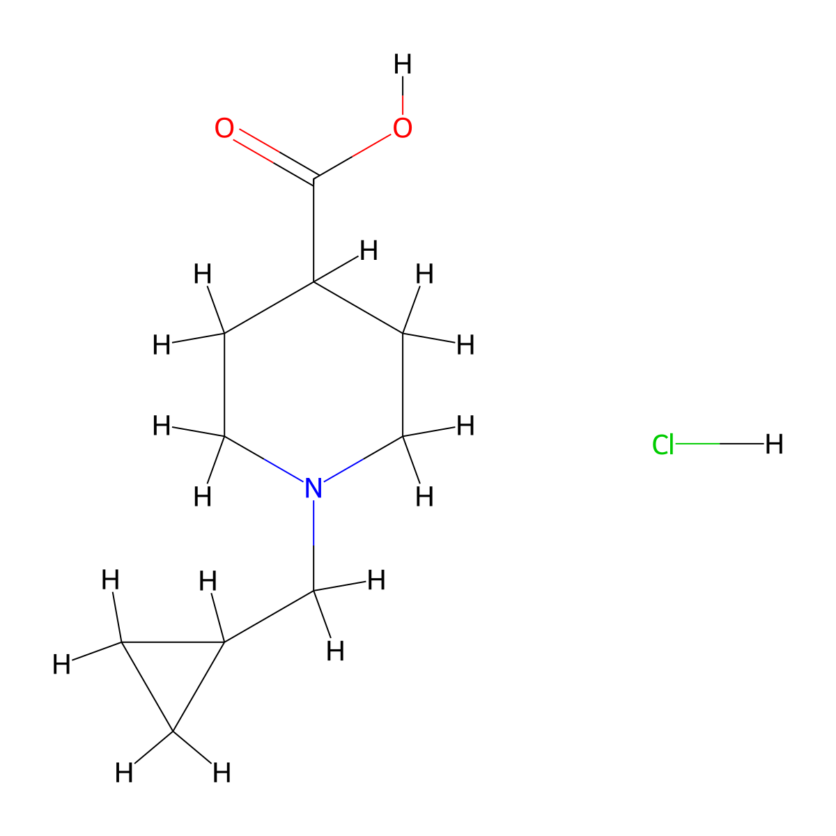 1-(Cyclopropylmethyl)piperidine-4-carboxylic acid hydrochloride molecular structure, CAS 1158595-41-5