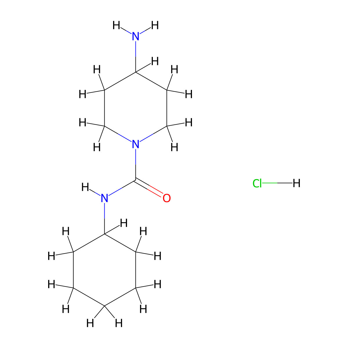 4-amino-N-cyclohexylpiperidine-1-carboxamide hydrochloride molecular structure, CAS 1158602-24-4