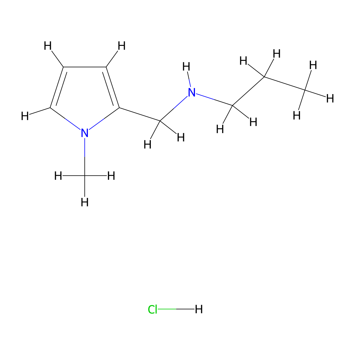 [(1-Methyl-1H-pyrrol-2-yl)methyl](propyl)amine hydrochloride molecular structure, CAS 1158604-75-1