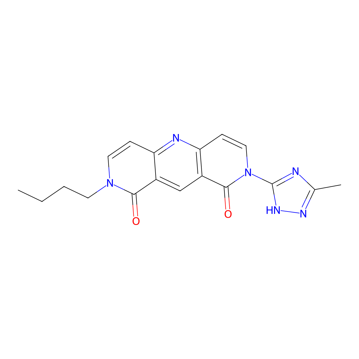 2-butyl-8-(3-methyl-1H-1,2,4-triazol-5-yl)pyrido[4,3-b][1,6]naphthyridine-1,9(2H,8H)-dione molecular structure, CAS 1158609-45-0