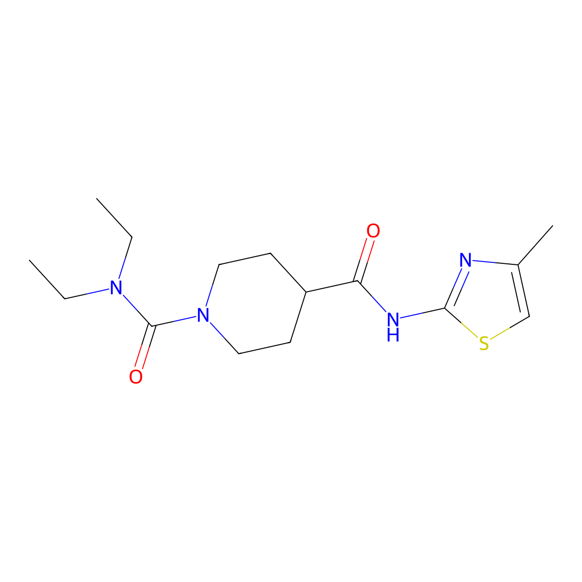 N~1~,N~1~-diethyl-N~4~-(4-methyl-1,3-thiazol-2-yl)piperidine-1,4-dicarboxamide molecular structure, CAS 1158610-55-9