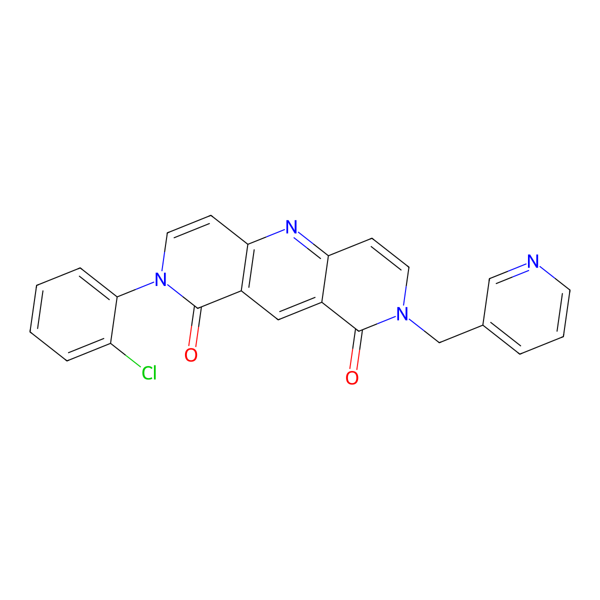2-(2-chlorophenyl)-8-(pyridin-3-ylmethyl)pyrido[4,3-b][1,6]naphthyridine-1,9(2H,8H)-dione molecular structure, CAS 1158612-00-0