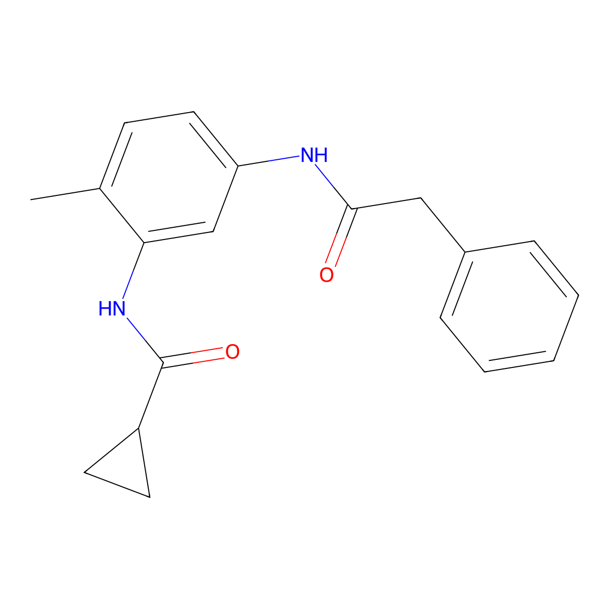 N-{2-methyl-5-[(phenylacetyl)amino]phenyl}cyclopropanecarboxamide molecular structure, CAS 1158614-96-0