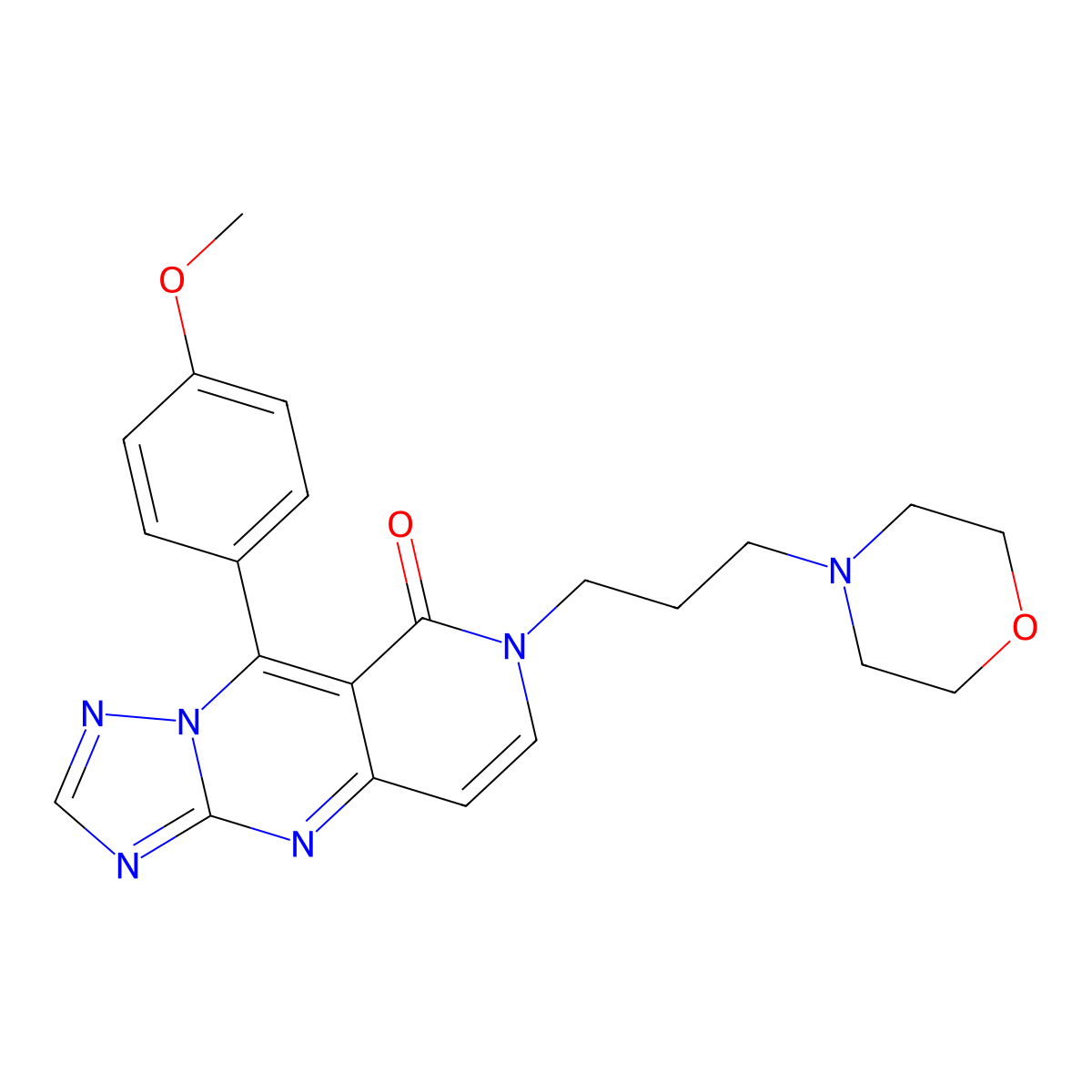 9-(4-methoxyphenyl)-7-(3-morpholinopropyl)pyrido[4,3-d][1,2,4]triazolo[1,5-a]pyrimidin-8(7H)-one molecular structure, CAS 1158615-39-4