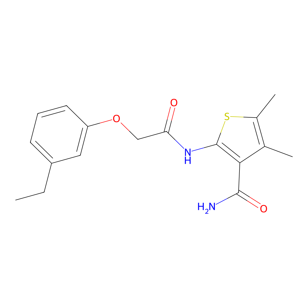 2-{[(3-Ethylphenoxy)acetyl]amino}-4,5-dimethyl-3-thiophenecarboxamide molecular structure, CAS 1158615-55-4