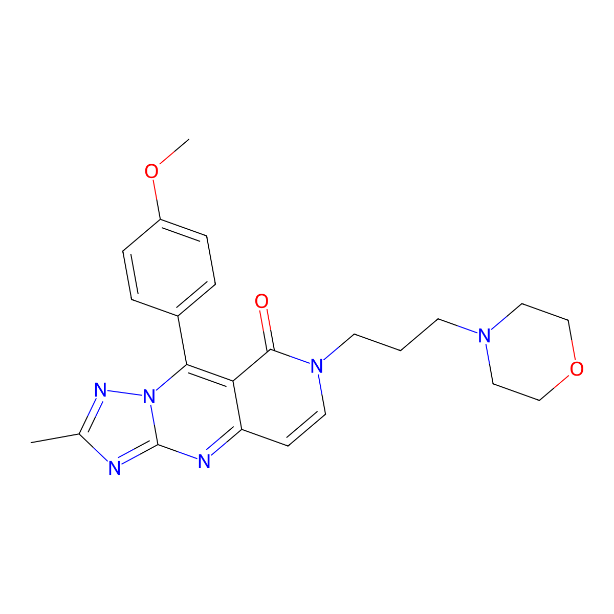 9-(4-methoxyphenyl)-2-methyl-7-[3-(morpholin-4-yl)propyl]pyrido[4,3-d][1,2,4]triazolo[1,5-a]pyrimidin-8(7H)-one molecular structure, CAS 1158620-04-2