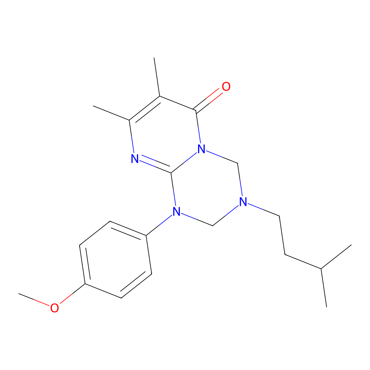 7-benzyl-1-(4-fluorophenyl)-8-methyl-3-(2-morpholin-4-ylethyl)-1,2,3,4-tetrahydro-6H-pyrimido[1,2-a][1,3,5]triazin-6-one molecular structure, CAS 1158620-75-7