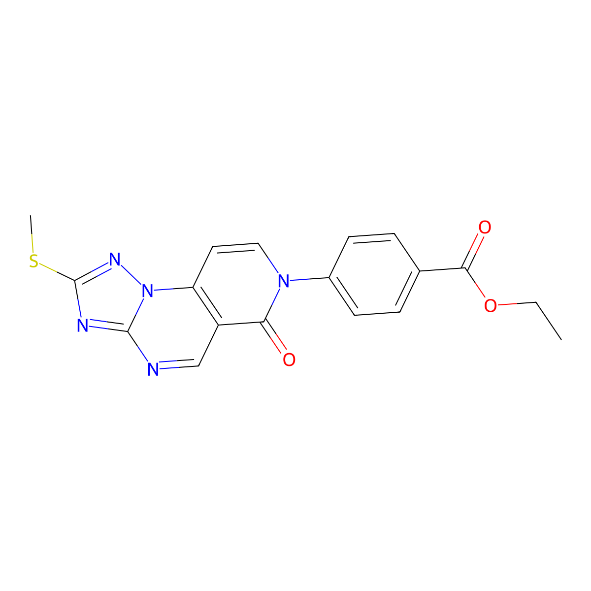 ethyl 4-[2-(methylthio)-6-oxopyrido[3,4-e][1,2,4]triazolo[1,5-a]pyrimidin-7(6H)-yl]benzoate molecular structure, CAS 1158621-63-6
