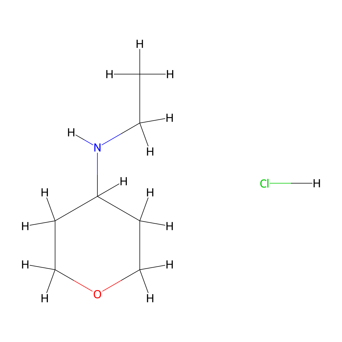 N-ethyltetrahydro-2H-pyran-4-amine hydrochloride molecular structure, CAS 1158623-65-4