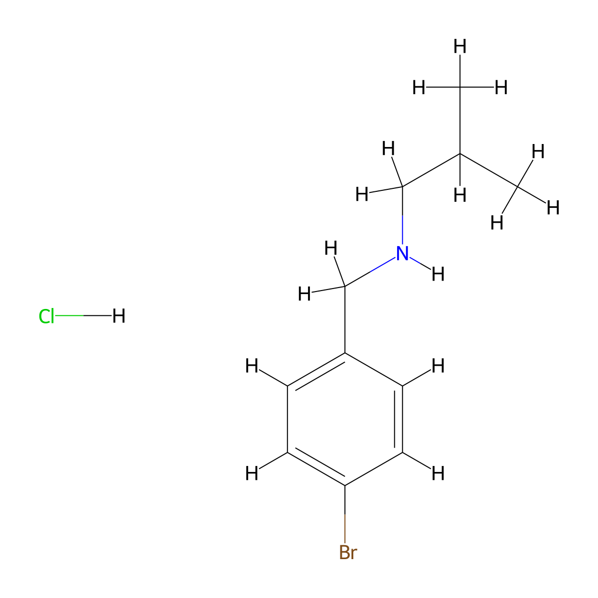 N-(4-Bromobenzyl)-2-methyl-1-propanamine hydrochloride molecular structure, CAS 1158624-48-6