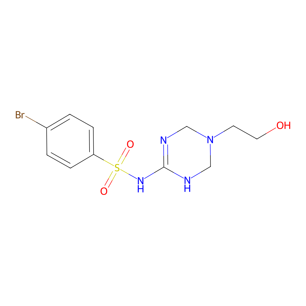 4-bromo-N-[5-(2-hydroxyethyl)-1,4,5,6-tetrahydro-1,3,5-triazin-2-yl]benzenesulfonamide molecular structure, CAS 1158629-33-4