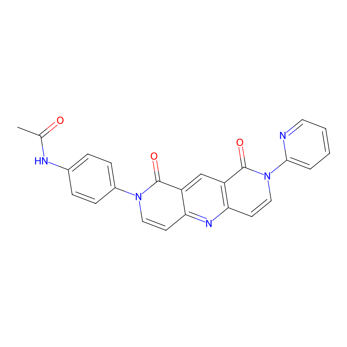 N-{4-[1,9-dioxo-8-(pyridin-2-yl)-8,9-dihydropyrido[4,3-b][1,6]naphthyridin-2(1H)-yl]phenyl}acetamide molecular structure, CAS 1158629-42-5