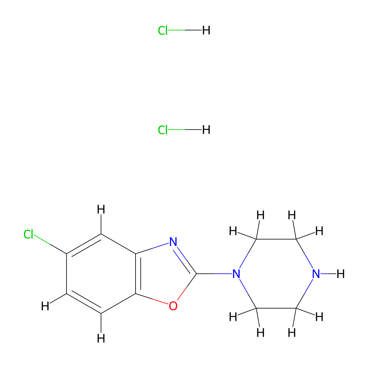 5-Chloro-2-piperazin-1-yl-1,3-benzoxazole dihydrochloride molecular structure, CAS 1158631-16-3