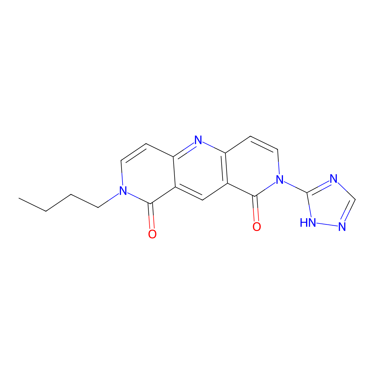 2-butyl-8-(1H-1,2,4-triazol-5-yl)pyrido[4,3-b][1,6]naphthyridine-1,9(2H,8H)-dione molecular structure, CAS 1158637-99-0