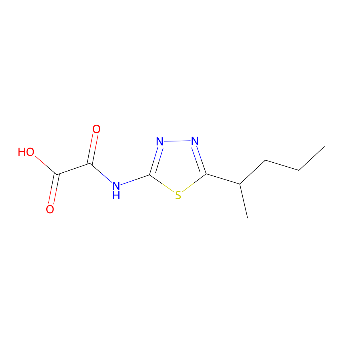 Oxo{[5-(pentan-2-yl)-1,3,4-thiadiazol-2-yl]amino}acetic acid molecular structure, CAS 1158639-96-3